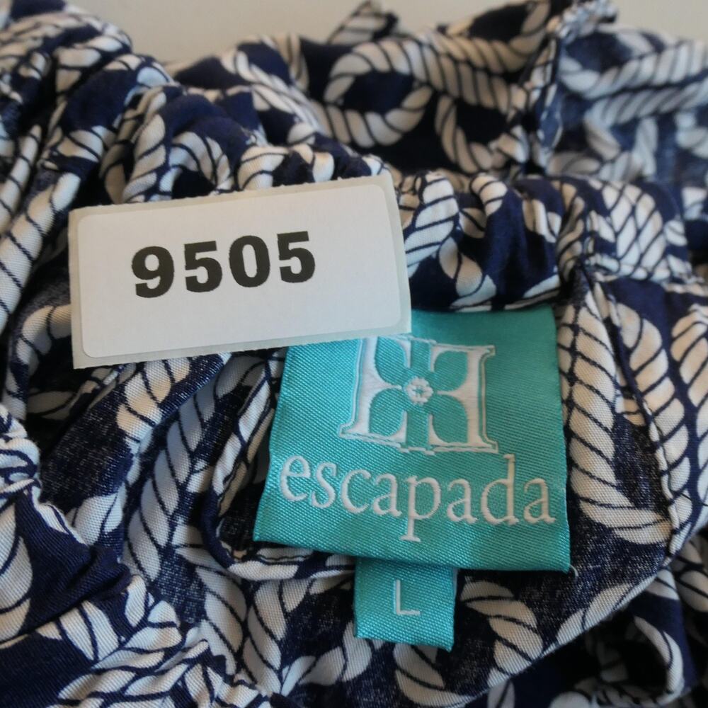 Escapada Dress Womens L Blue Geometric Rope Print Sleeveless Sundress Nautical - Picture 11 of 11